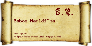 Babos Madléna névjegykártya